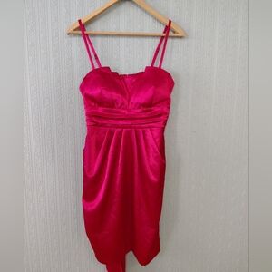 B WEAR byer California Elegant Red Satin Dress Formal 9 Wedding Prom Dance